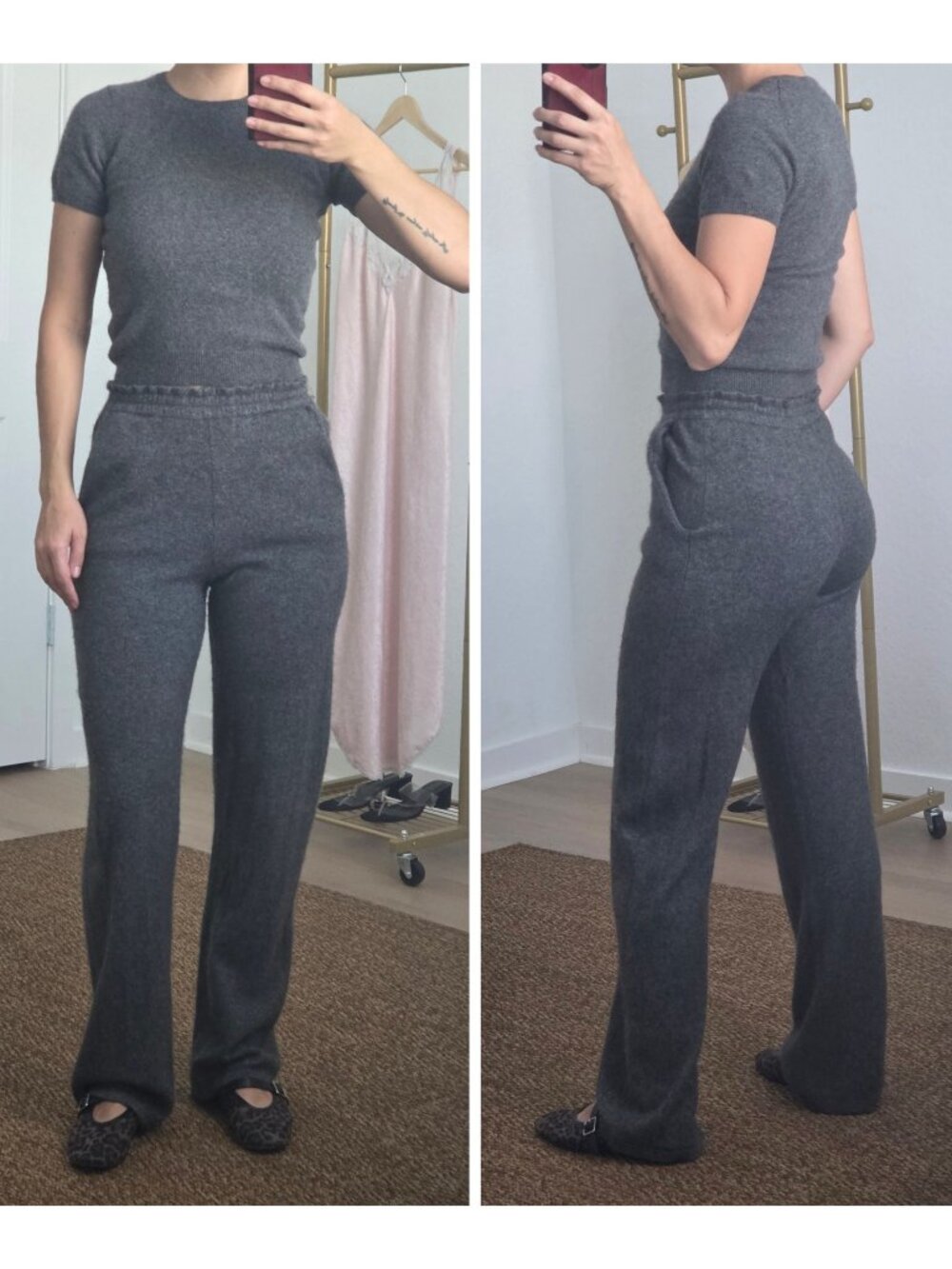 Naadam 100% Cashmere Lounge Pants/ Ralph Lauren Short Sleeve Sweater Top, XS - Picture 2 of 13